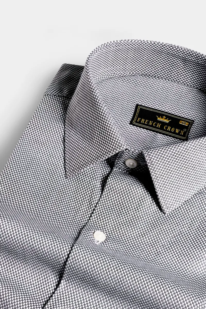Nevada Gray Dobby Textured Premium Giza Cotton Shirt 1