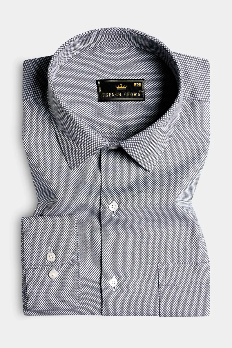 Nevada Gray Dobby Textured Premium Giza Cotton Shirt 3