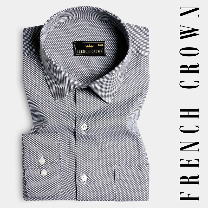 Nevada Gray Dobby Textured Premium Giza Cotton Shirt 7