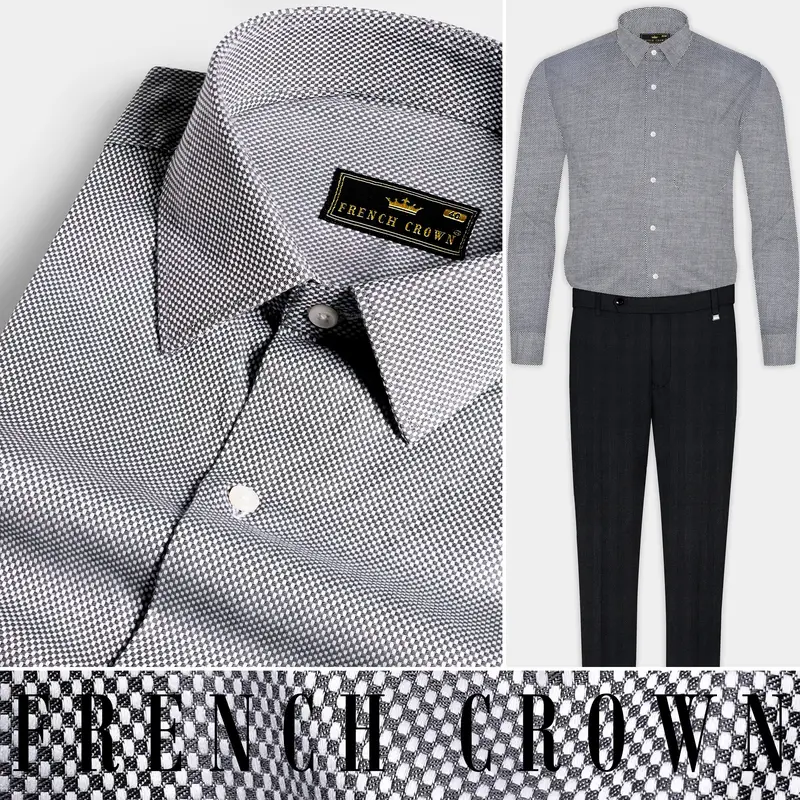 Nevada Gray Dobby Textured Premium Giza Cotton Shirt 8