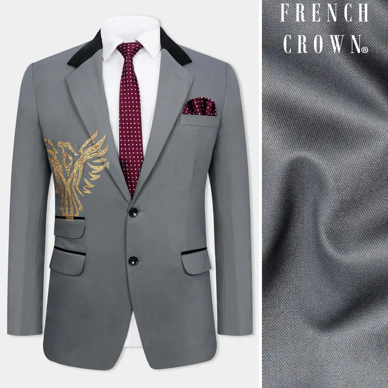 Nevada Gray Eagle Hand Painted Wool Rich Designer Blazer 1