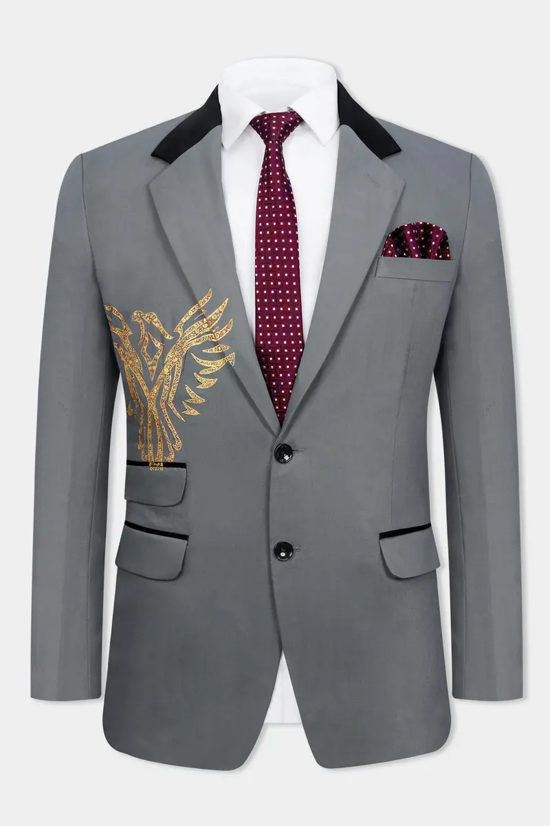 Nevada Gray Eagle Hand Painted Wool Rich Designer Blazer 2