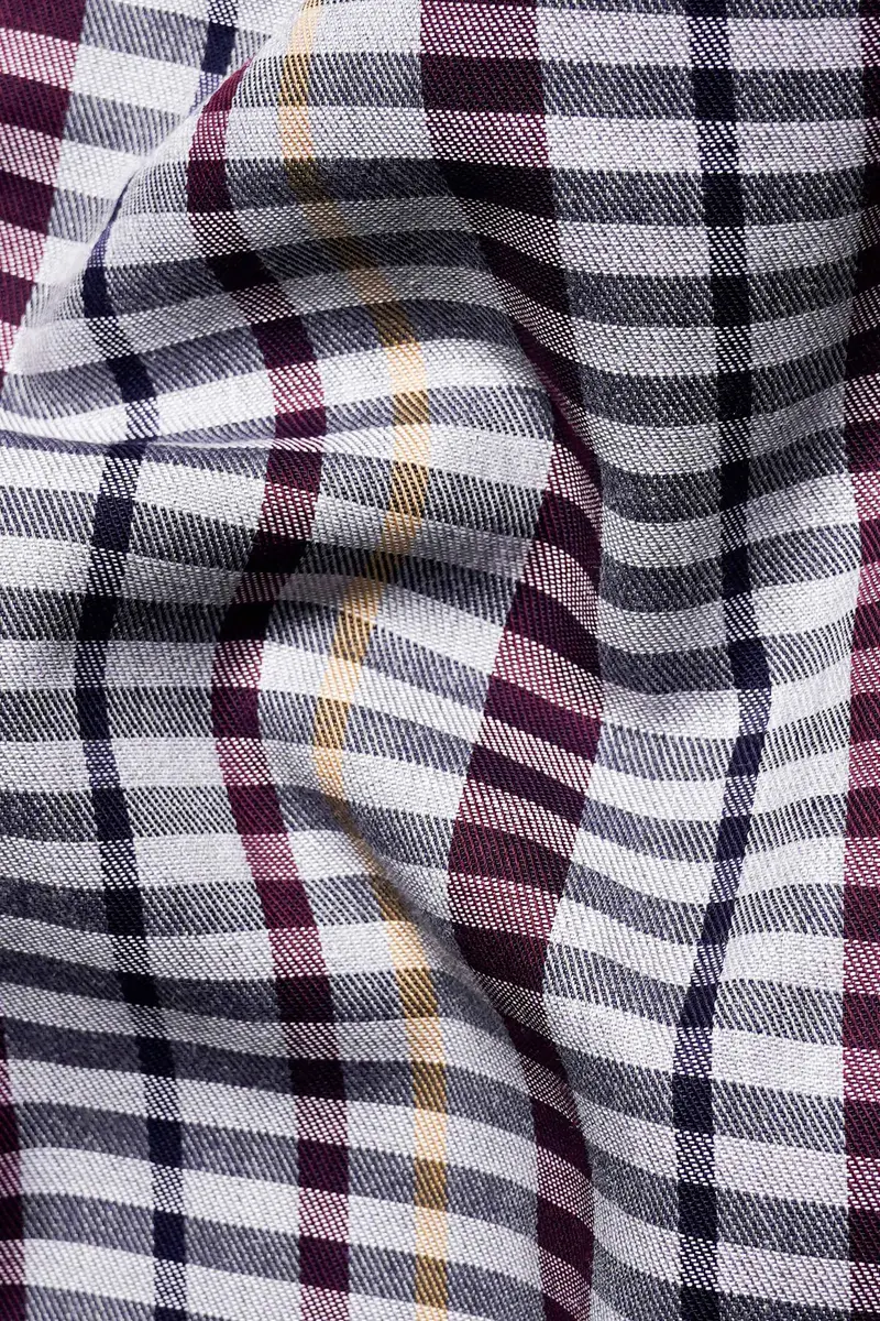 Nickel Gray And Tamarind Maroon Twill Checkered Premium Cotton Shirt 2