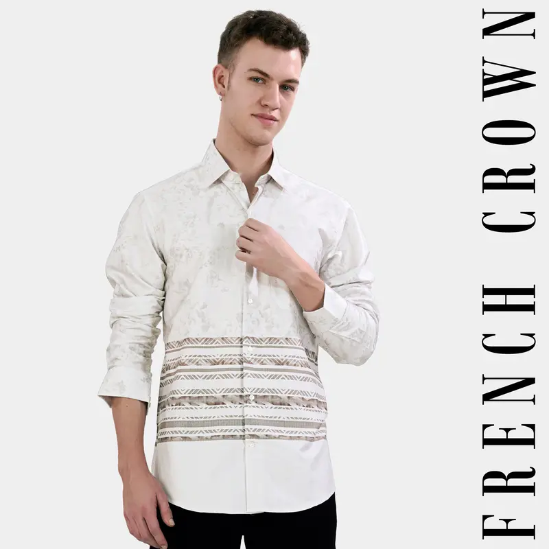 Nickel Gray And Taupe Brown Super Soft Premium Cotton Shirt 1