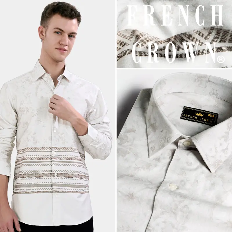 Nickel Gray And Taupe Brown Super Soft Premium Cotton Shirt 11