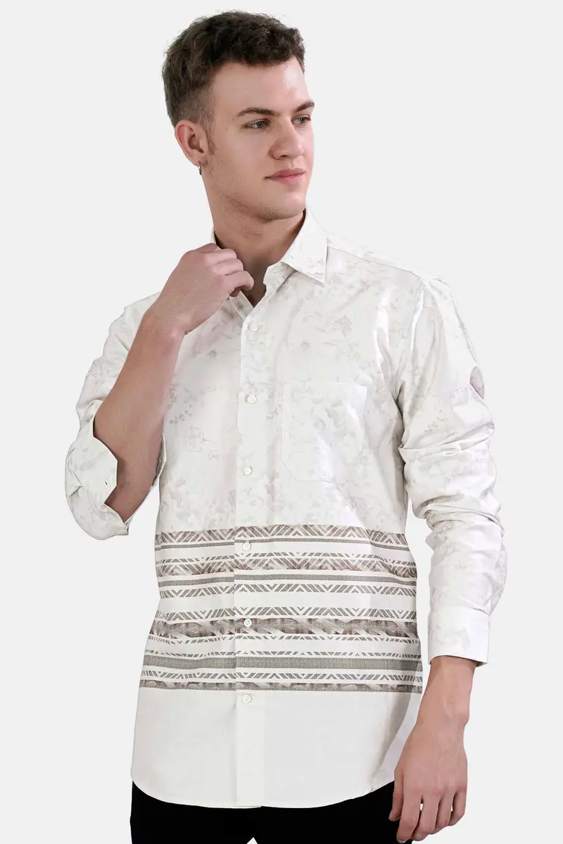 Nickel Gray And Taupe Brown Super Soft Premium Cotton Shirt 2