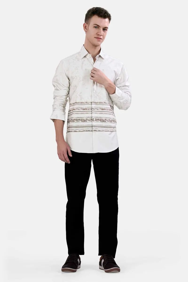 Nickel Gray And Taupe Brown Super Soft Premium Cotton Shirt 7