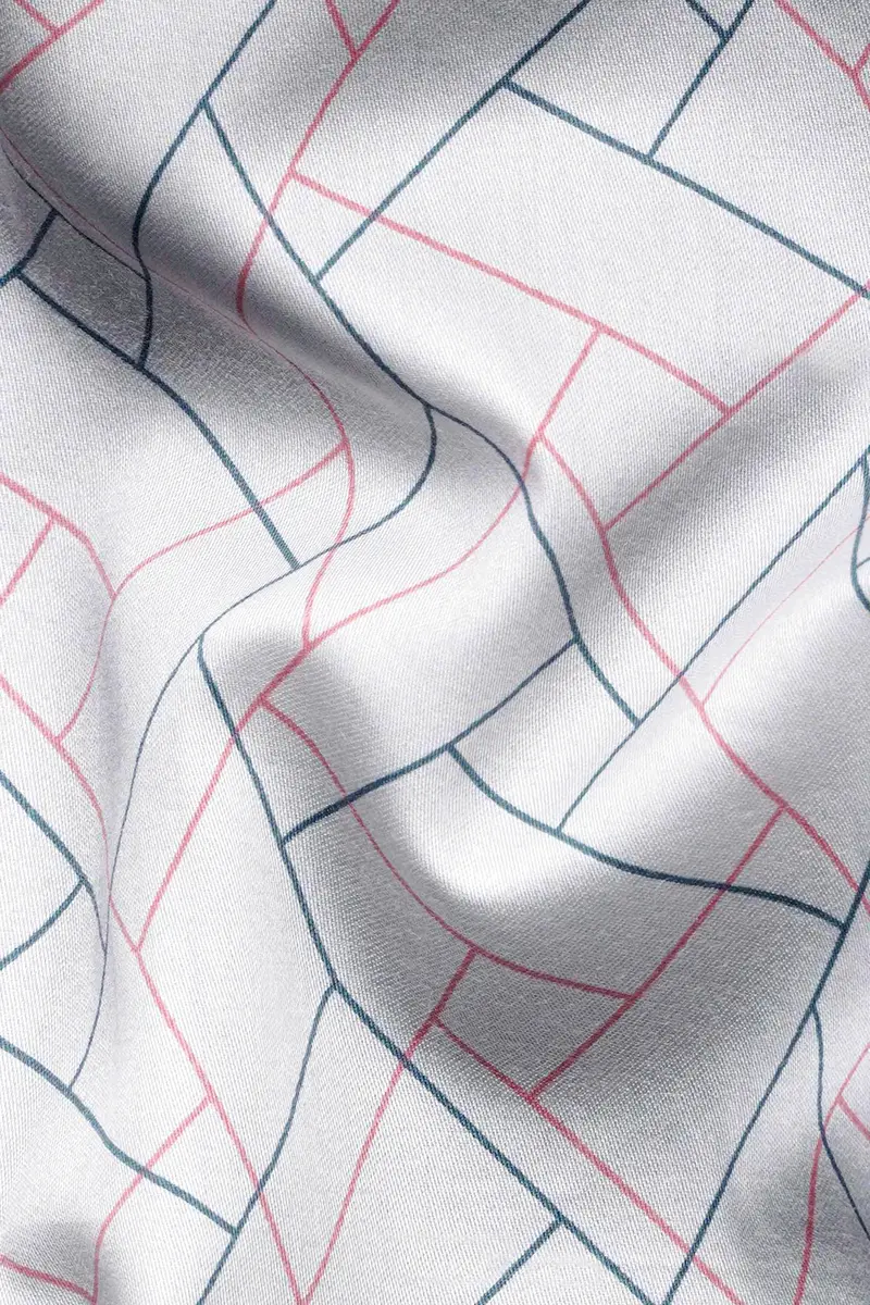 Nickel Grey And Petite Pink Geometric Printed Subtle Sheen Super Soft Premium Cotton Shirt 2