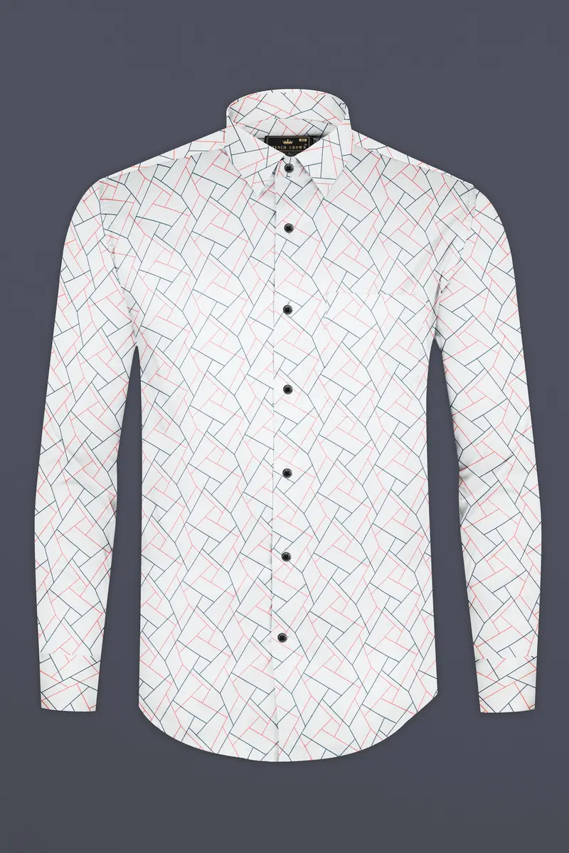 Nickel Grey And Petite Pink Geometric Printed Subtle Sheen Super Soft Premium Cotton Shirt 4