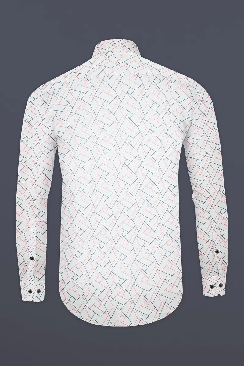 Nickel Grey And Petite Pink Geometric Printed Subtle Sheen Super Soft Premium Cotton Shirt 5