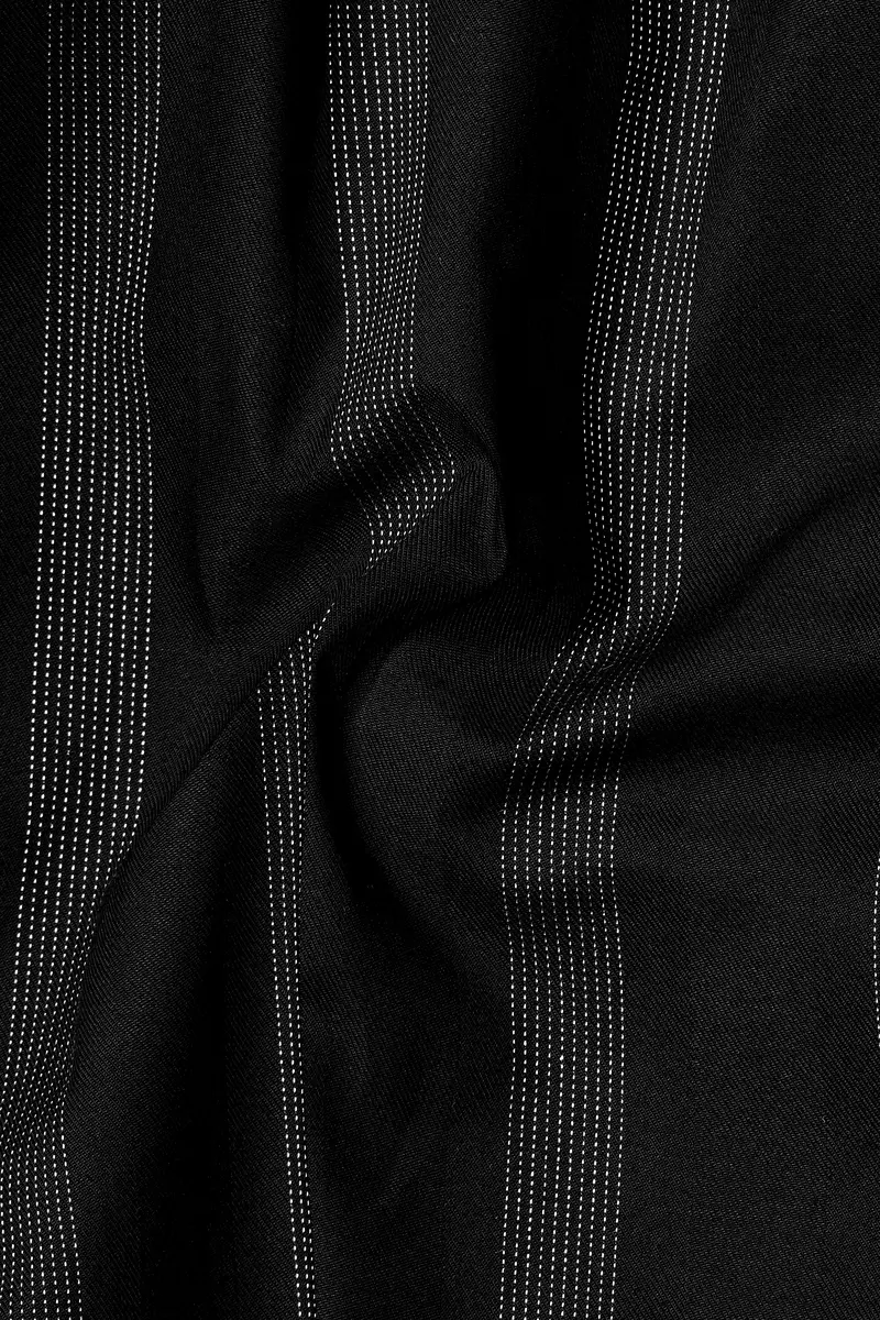 Nightshade-Jade Black Peking Striped Dobby Textured Premium Giza Cotton Dress Shirt 2