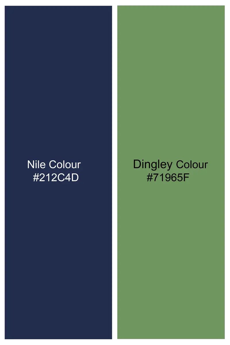 Nile Blue And Dingley Green Striped Premium Cotton Semi Dress Denim Shirt 6
