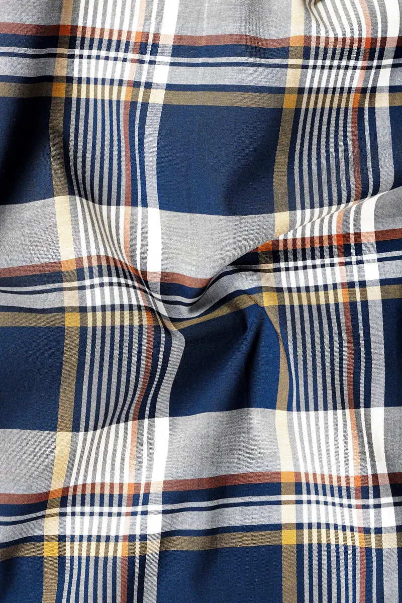 Nile Blue And Iron Gray Plaid Giza Cotton Shirt 2