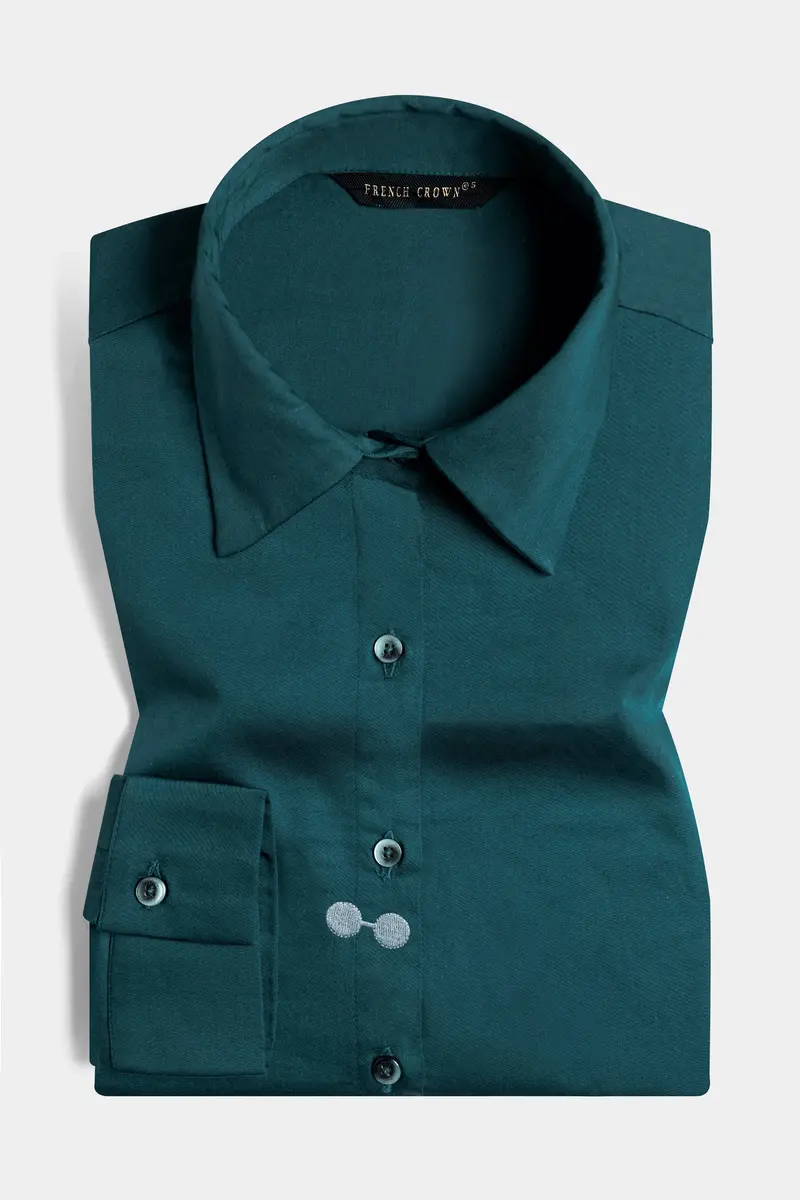 Nile Blue Elements Embroidered Premium Cotton Shirt 2