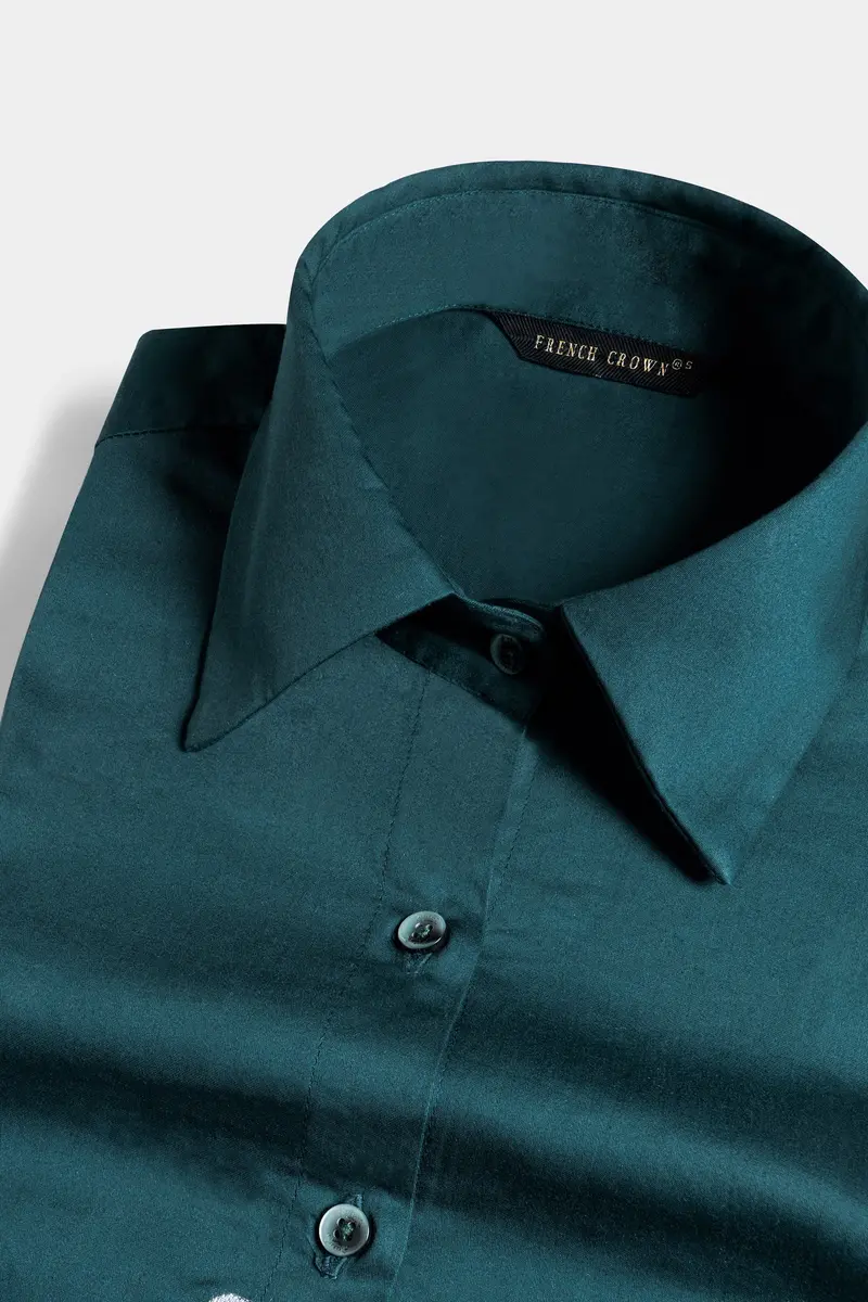 Nile Blue Elements Embroidered Premium Cotton Shirt 4