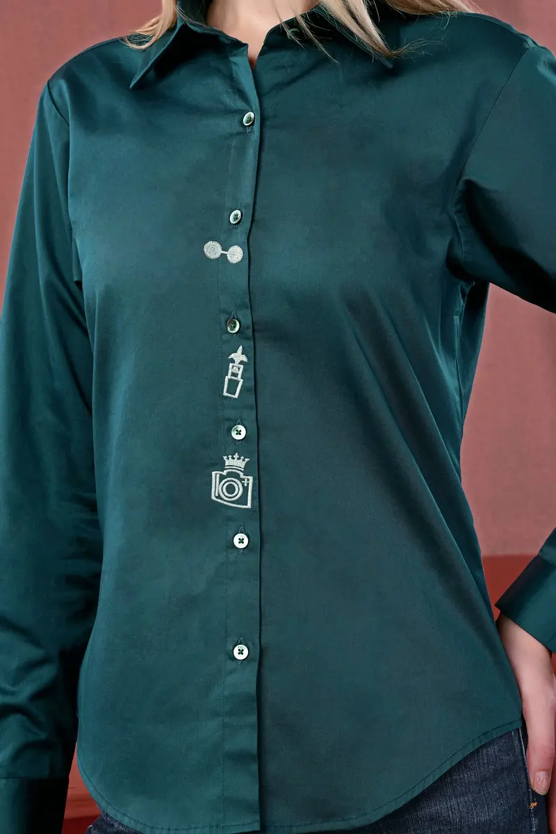 Nile Blue Elements Embroidered Premium Cotton Shirt 5