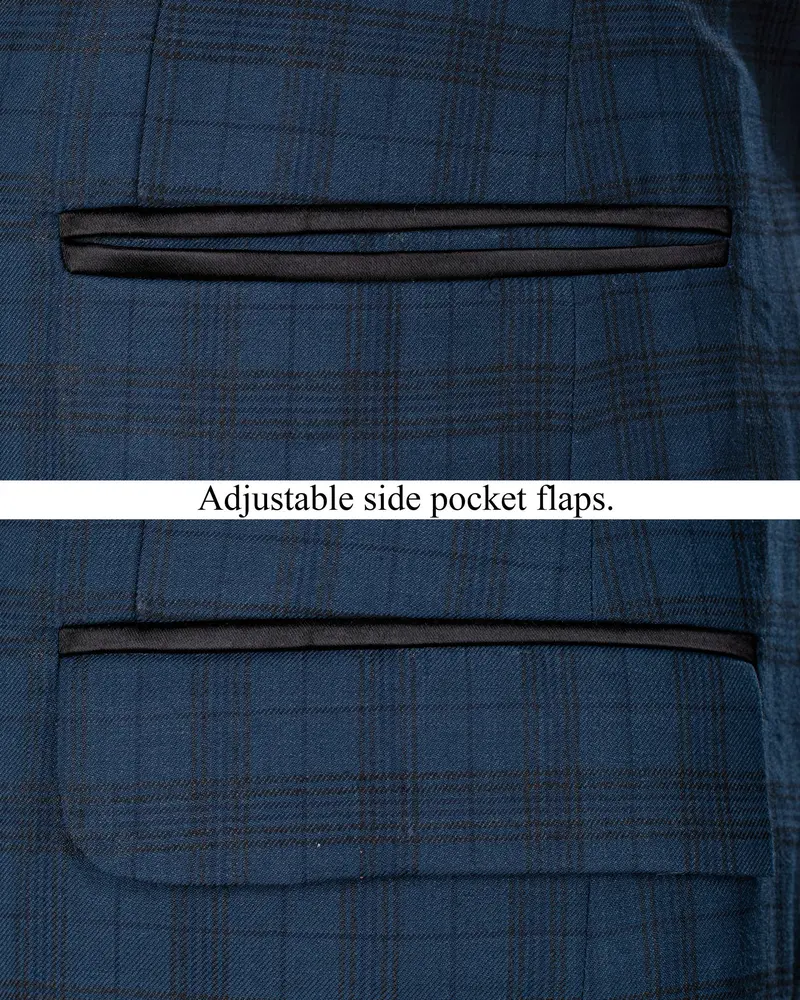 Nile Blue Plaid Wool Rich Tuxedo Blazer 5
