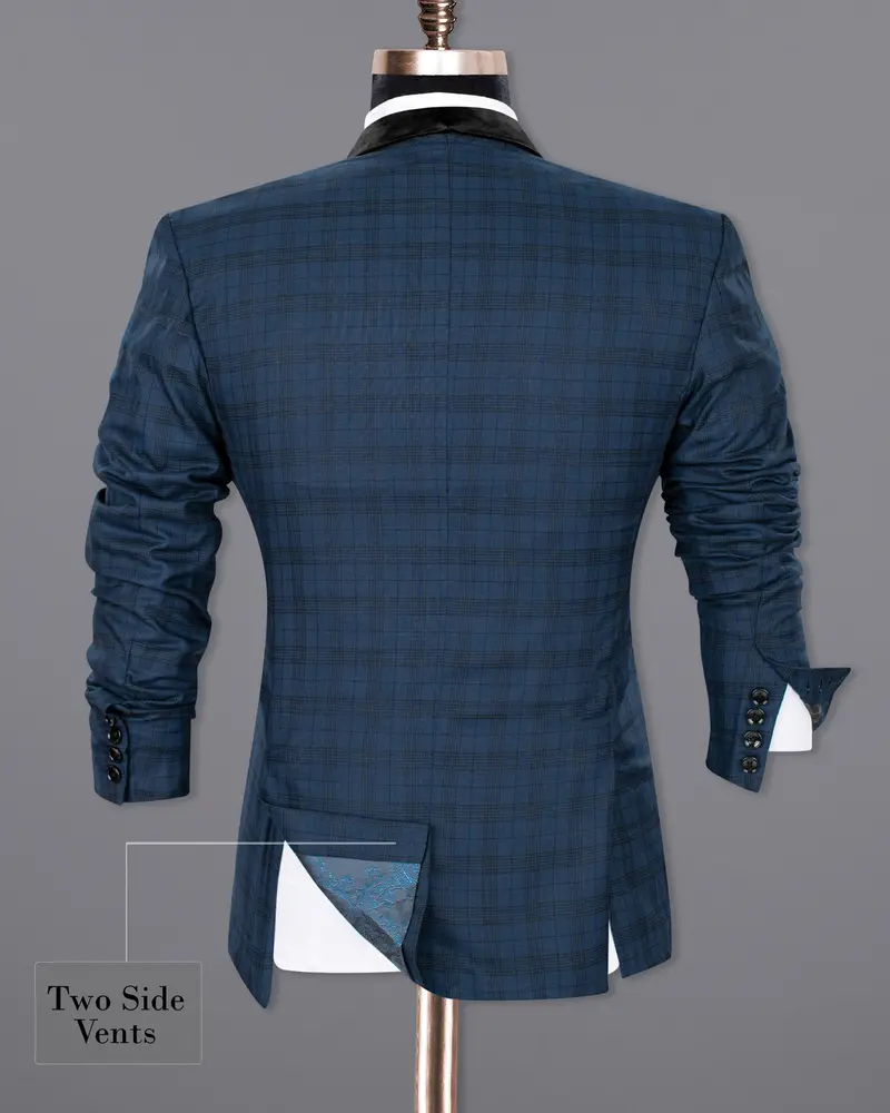 Nile Blue Plaid Wool Rich Tuxedo Suit 10