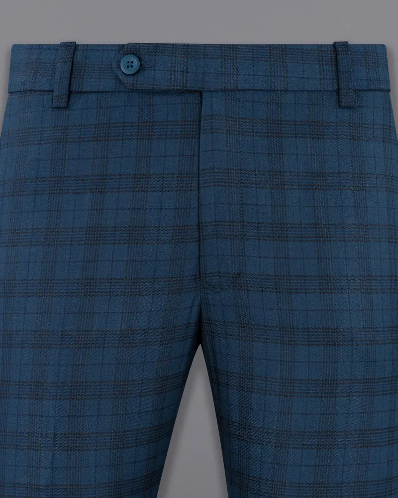 Nile Blue Plaid Wool Rich Tuxedo Suit 12