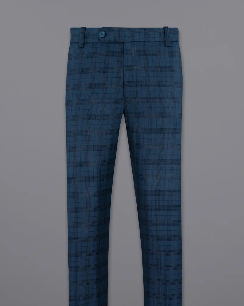 Nile Blue Plaid Wool Rich Tuxedo Suit 13