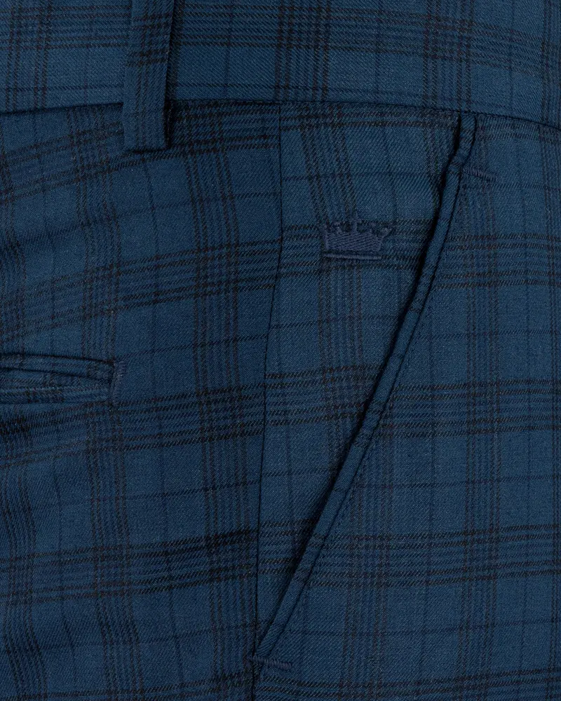 Nile Blue Plaid Wool Rich Tuxedo Suit 14
