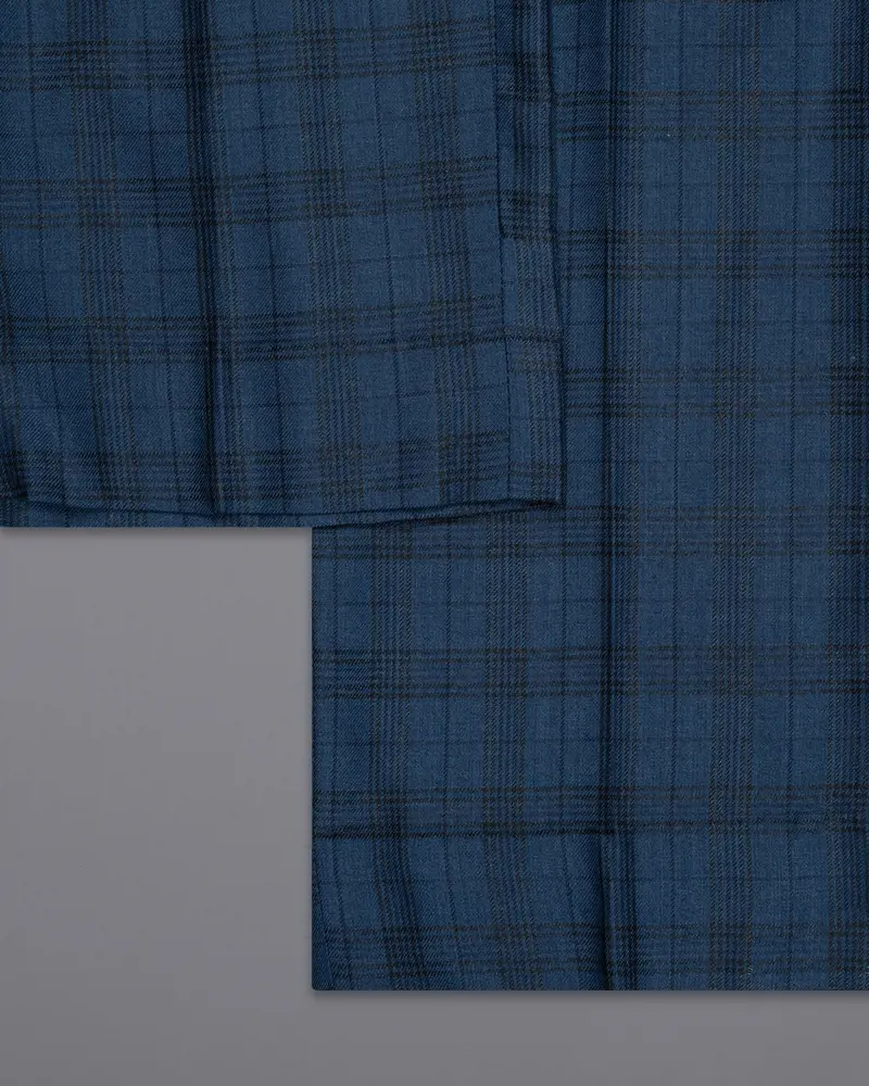 Nile Blue Plaid Wool Rich Tuxedo Suit 15