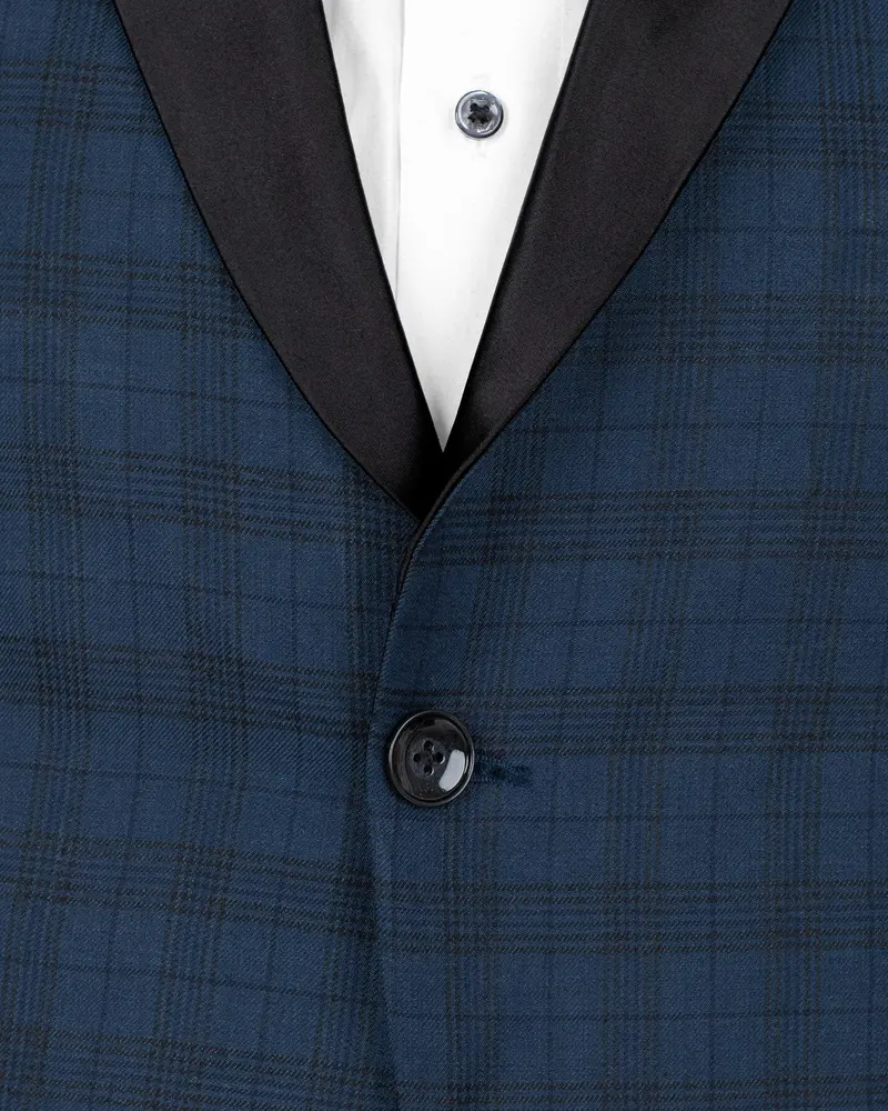 Nile Blue Plaid Wool Rich Tuxedo Suit 5