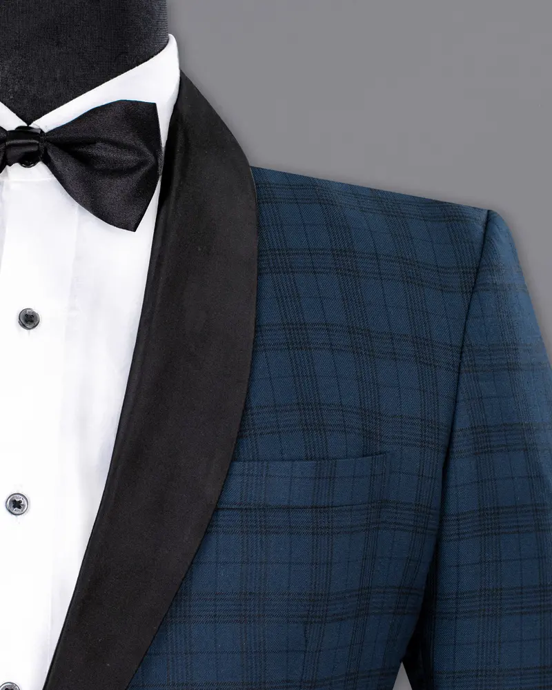 Nile Blue Plaid Wool Rich Tuxedo Suit 7