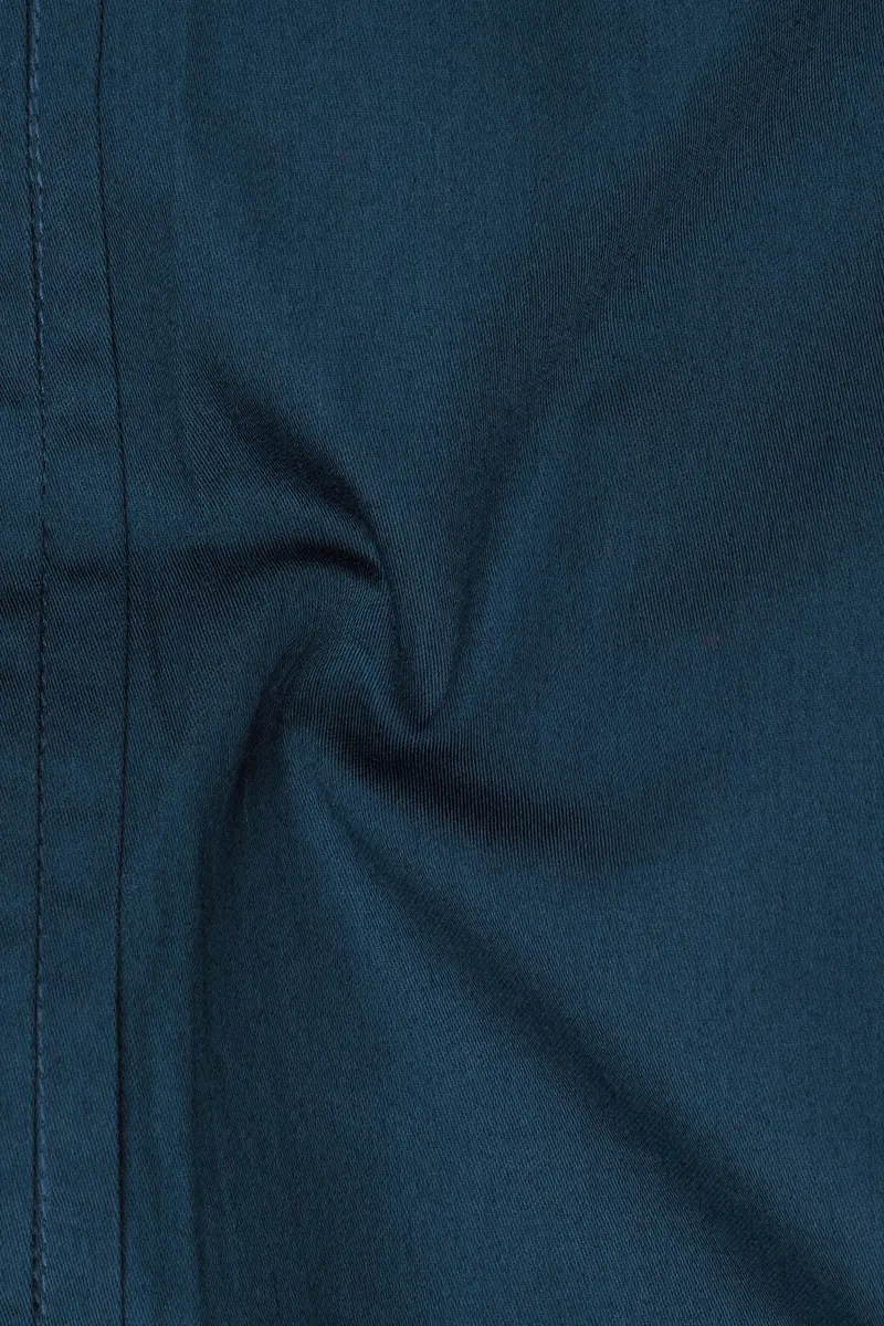 Nile Blue Subtle Sheen Snake Pleated Super Soft Premium Cotton Tuxedo Shirt 3