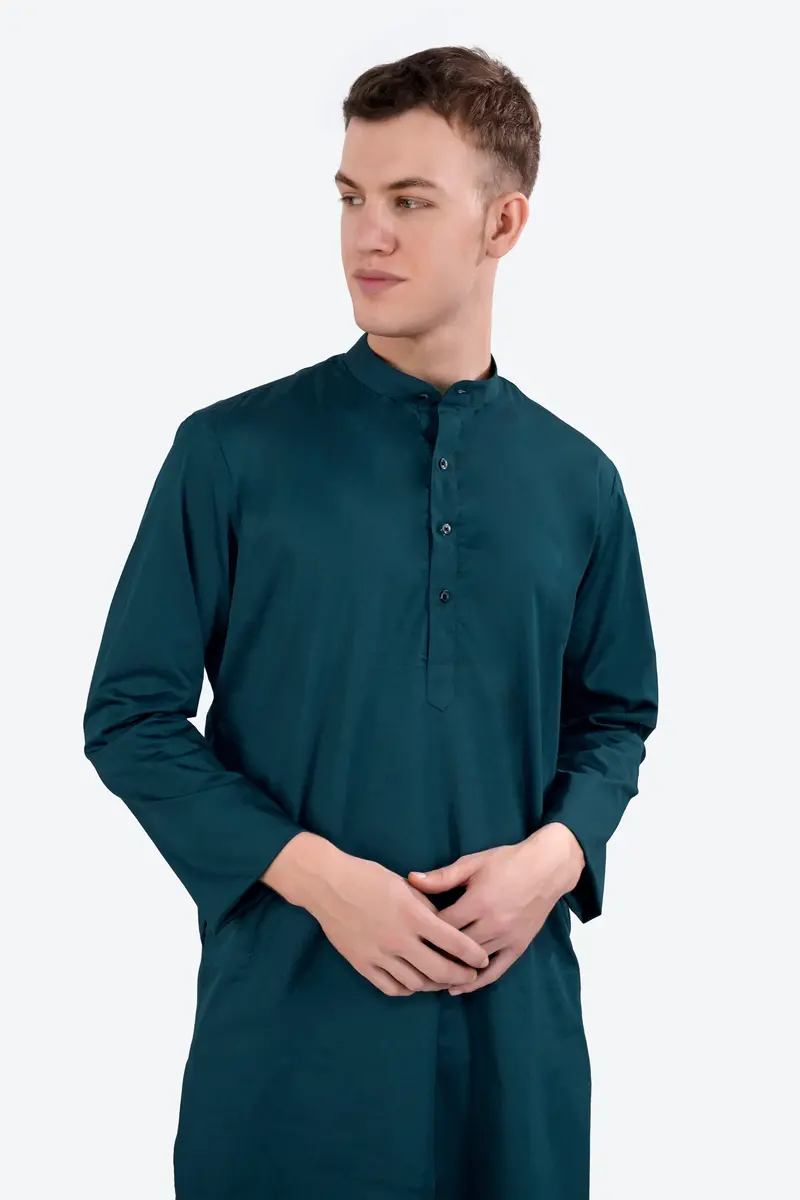 Nile Blue Subtle Sheen Super Soft Premium Cotton Kurta Set 4