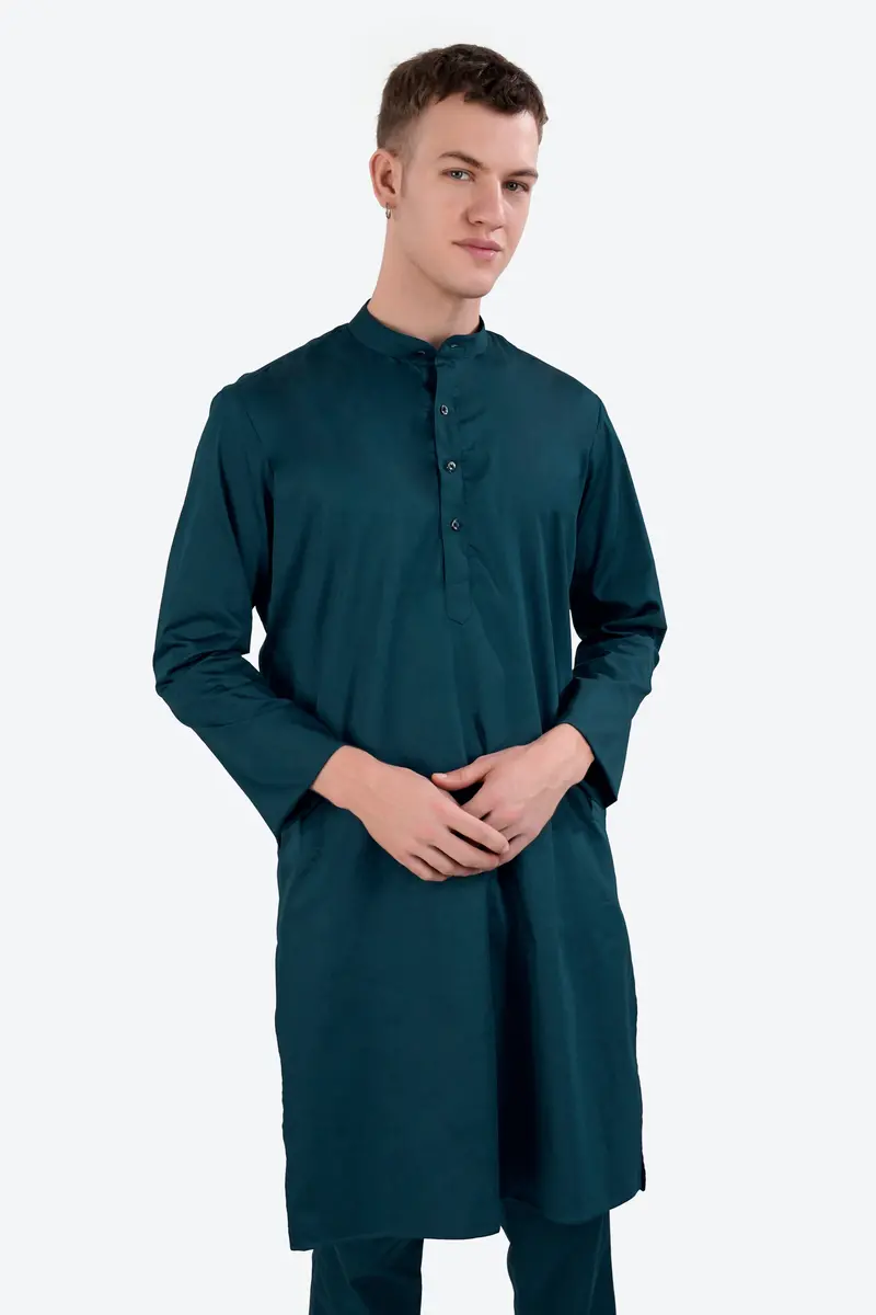 Nile Blue Subtle Sheen Super Soft Premium Cotton Kurta Set 6