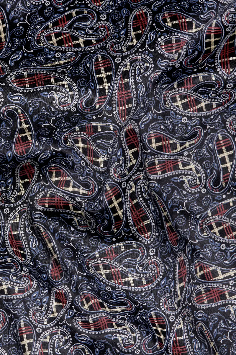 Nile Blue With Jade Black Multicolour Paisley Printed Super Soft Premium Cotton Shirt 2