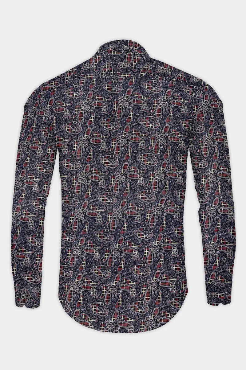 Nile Blue With Jade Black Multicolour Paisley Printed Super Soft Premium Cotton Shirt 5