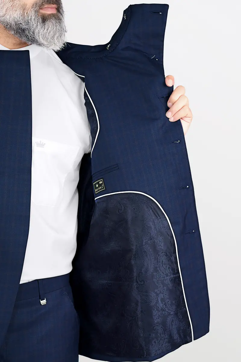 Nile Blue Wool Rich Cross Placket Bandhgala Blazer 4