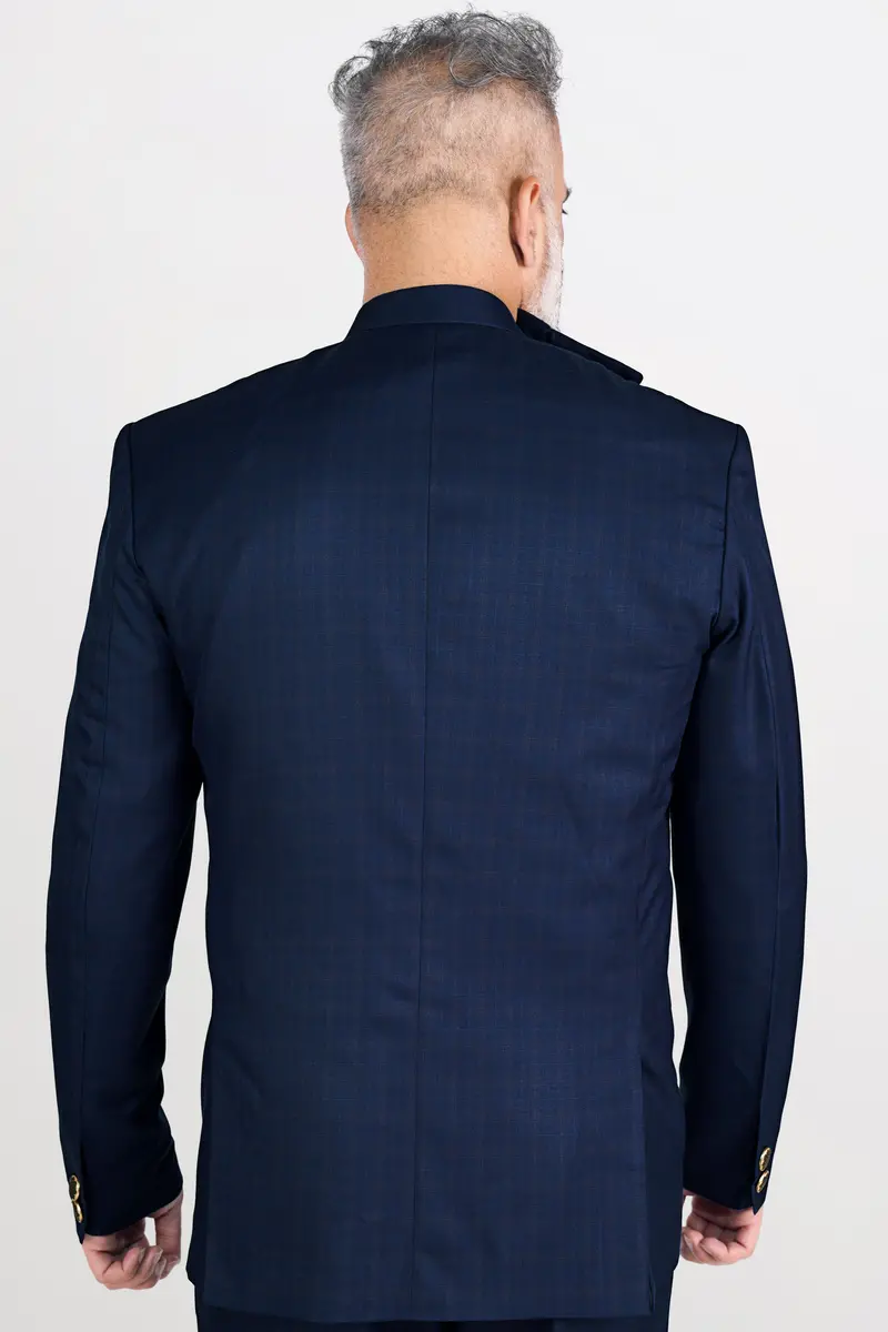 Nile Blue Wool Rich Cross Placket Bandhgala Blazer 5