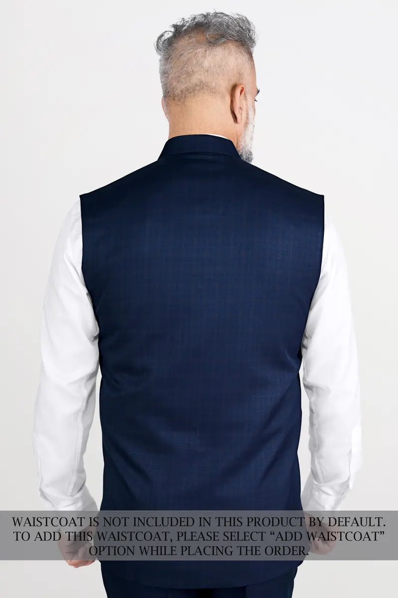 Nile Blue Wool Rich Cross Placket Bandhgala Suit 15
