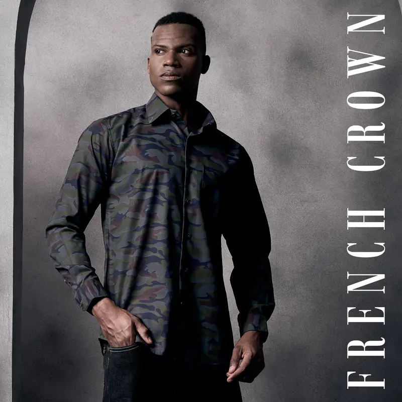 Ninja Gray And Rifle Green Camouflage Printed Royal Oxford Designer Overshirt/Shacket 1