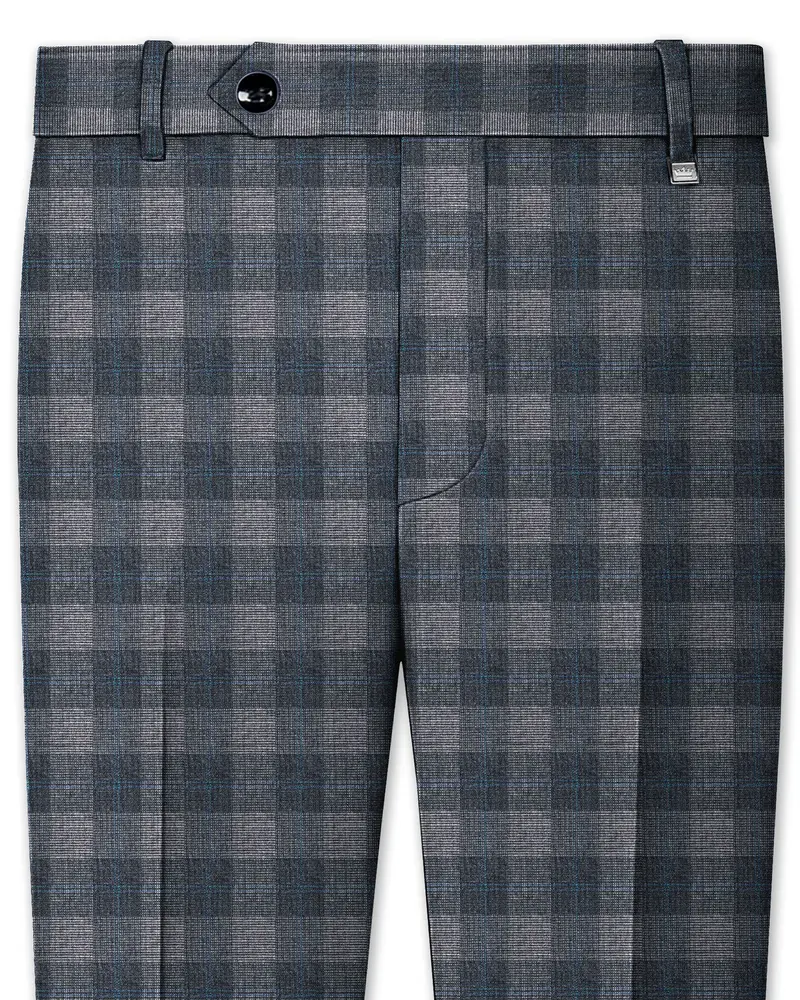 Nobel And Chicago Grey Plaid Wool Rich Pant 1