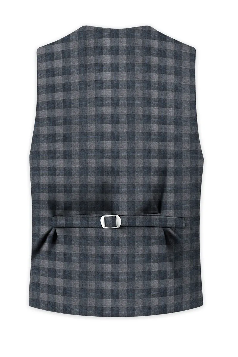 Nobel And Chicago Grey Plaid Wool Rich Waistcoat 4