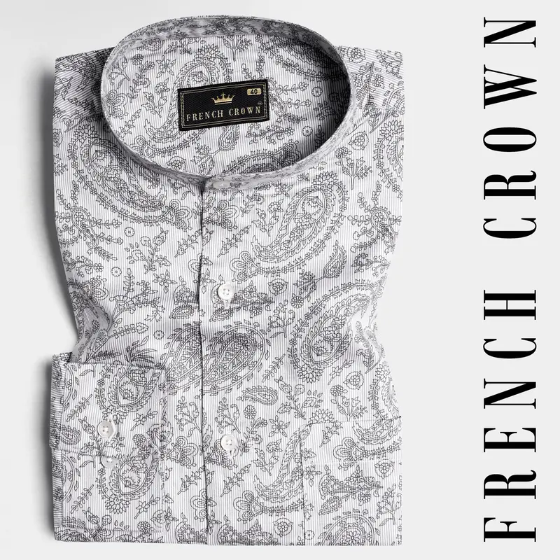 Nobel Gray And Black Paisley Printed Super Soft Premium Cotton Designer Shirt 4