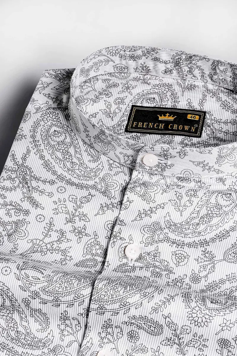 Nobel Gray And Black Paisley Printed Super Soft Premium Cotton Designer Shirt 6