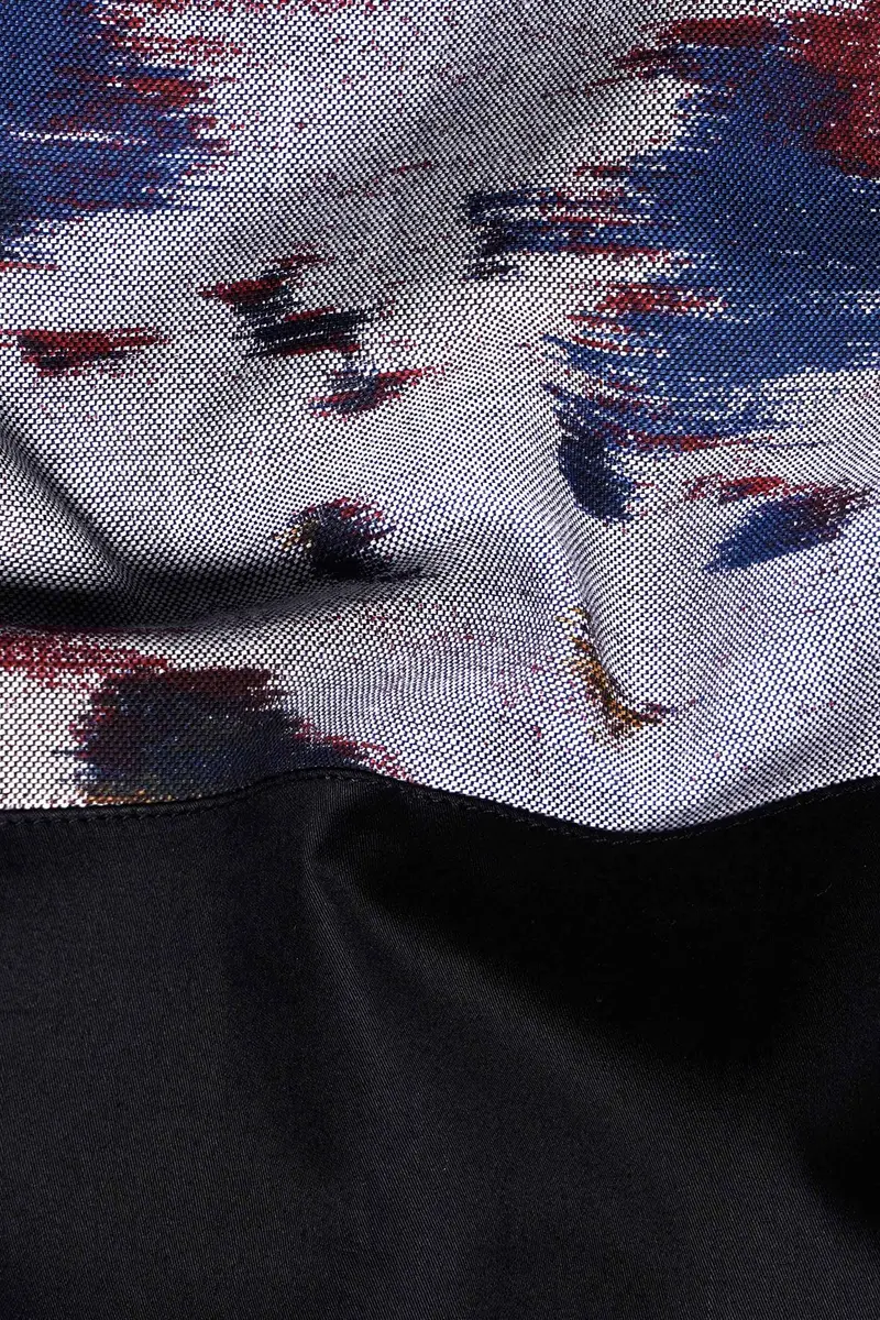 Nobel Gray Printed With Solid Black Royal Oxford Designer Shirt 3