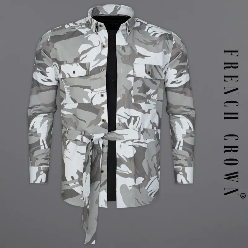 Nobel With Nebula  Gray  Camouflage Royal Oxford Designer Overshirt/Shacket 1