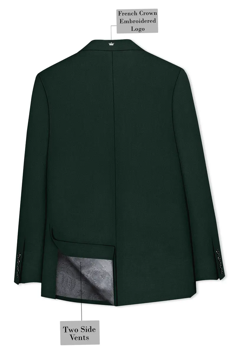 Noble-Phthalo Green Diamond Textured Wool Rich Slight Stretch Double Breasted Blazer 8