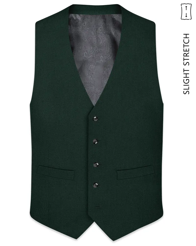 Noble-Phthalo Green Diamond Textured Wool Rich Slight Stretch Waistcoat 1