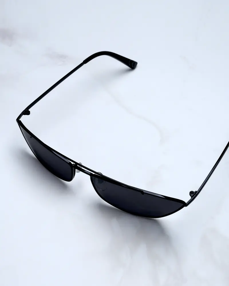 Noctara-Shadow Black French Crown Narrow Cat-Eye Unisex Sunglasses 1