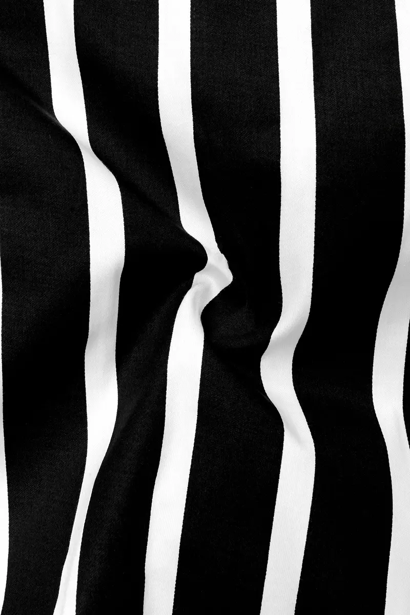 Noctaro-Jade Black And Bright White Awning Striped Super Soft Premium Cotton Dress Shirt 3