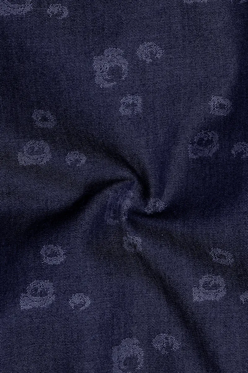 Noctiflora-Eclipse Denim Blue Abstract Floral Printed Super Soft Premium Cotton Casual Shirt 3
