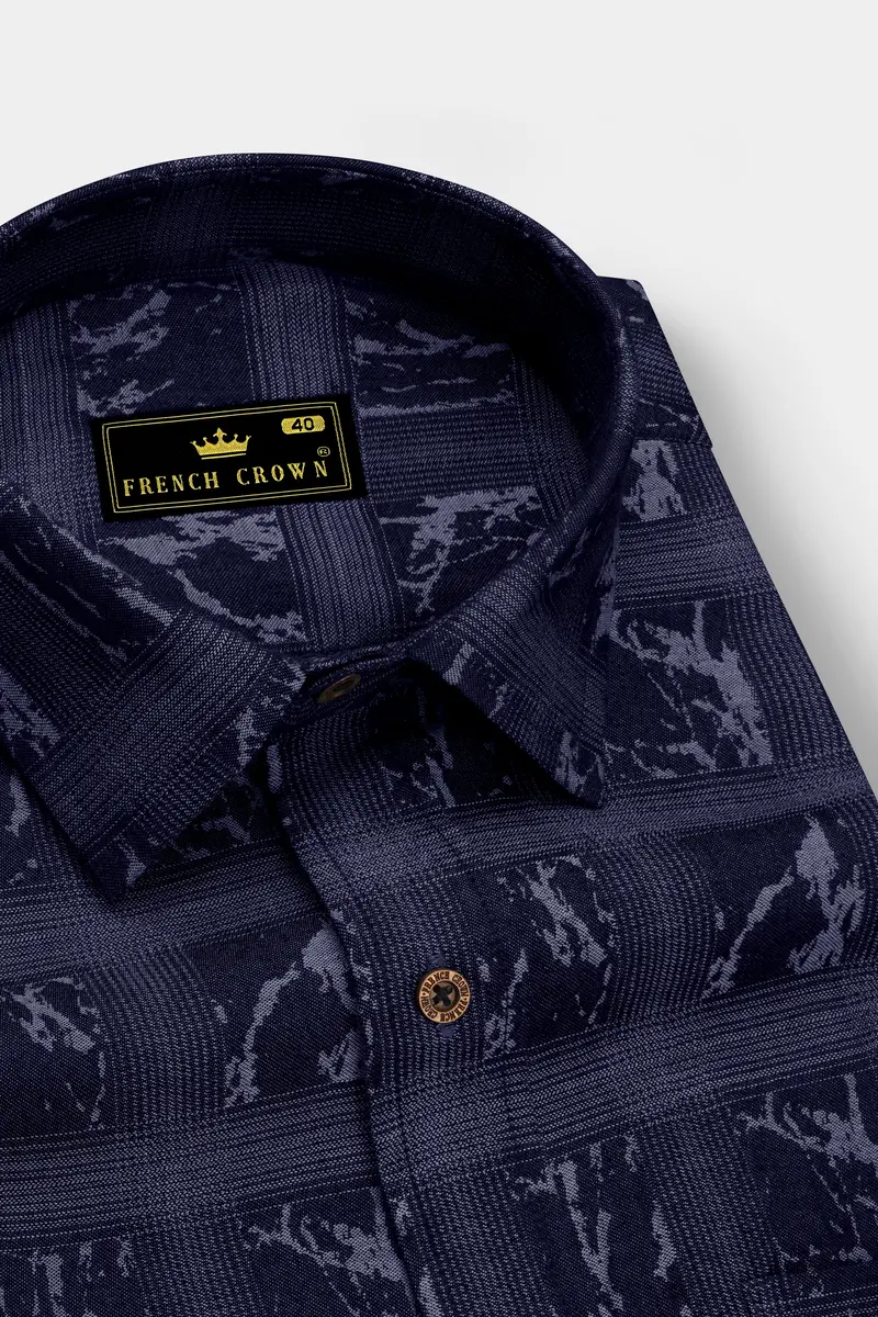 Noctimar-Ocean Noir Denim Blue Abstract Printed Super Soft Premium Cotton Casual Shirt 2