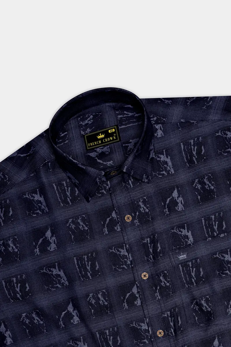 Noctimar-Ocean Noir Denim Blue Abstract Printed Super Soft Premium Cotton Casual Shirt 5